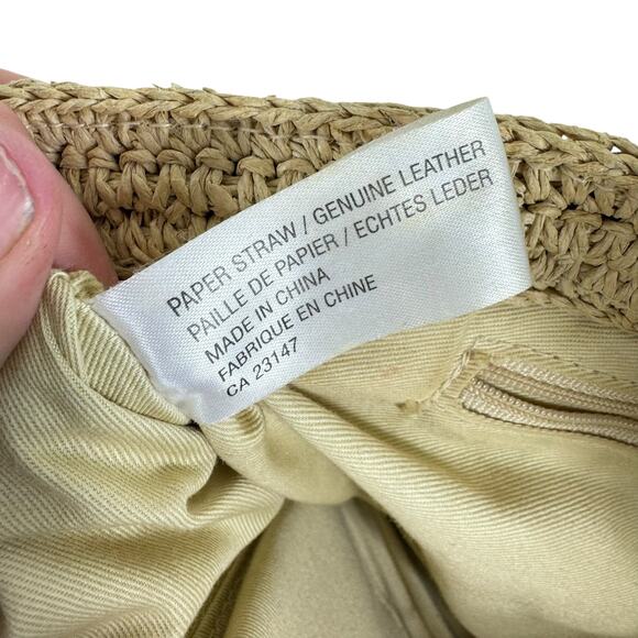 Talbots Vintage Woven Straw Double Handles Lined Hand Bag - Picture 7 of 8